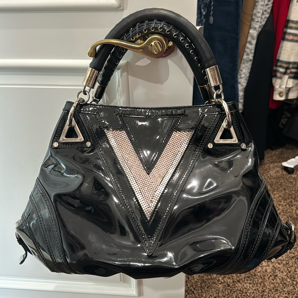 Versace Patent Leather Crystal Bag